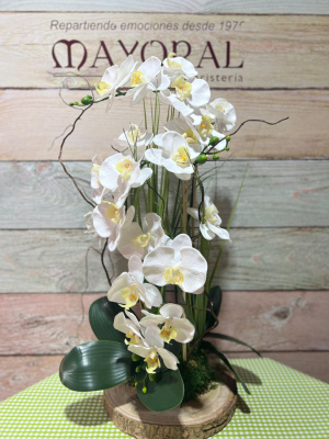 Centro de orquídeas blancas artificiales