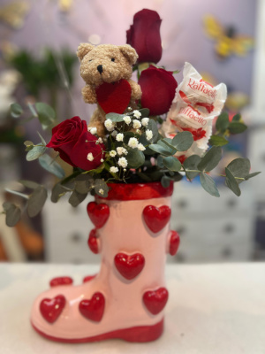 Bota porcelana con rosas.