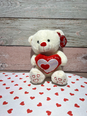 Peluche osito blanco con corazón 
