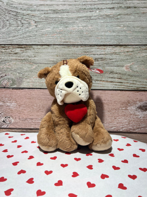 Peluche perrito con corazón.